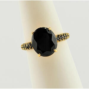 Bomb Party Ring Sz 9 RBP6649 "Dreaming Of You" Black Onyx on Yellow Gold